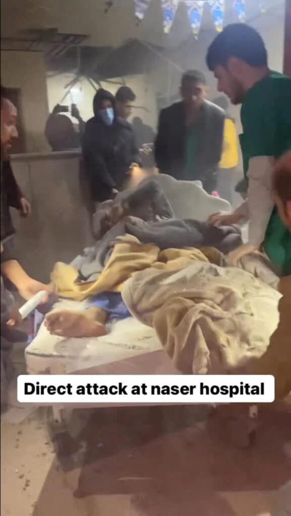 Informations france la nuit derniere assaut israelien sur lhopital Nasser 577x1024 1